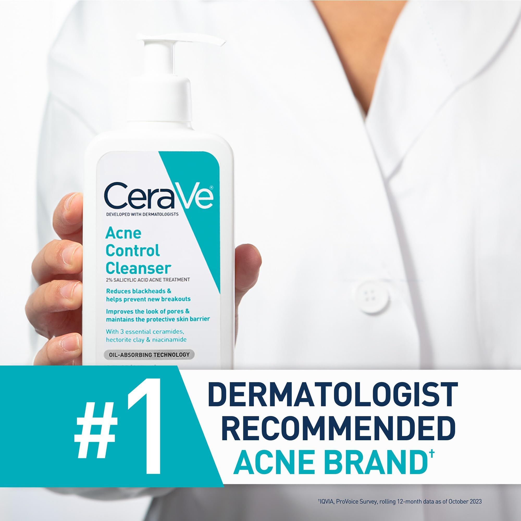 CeraVe Acne Treatment Face Wash, Salicylic Acid Cleanser with Purifying Clay, Niacinamide, and Ceramides, Pore Control and Blackhead Remover, 8 Ounce - Image 5