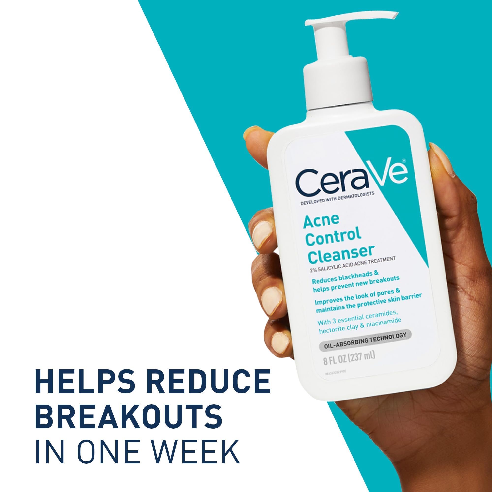 CeraVe Acne Treatment Face Wash, Salicylic Acid Cleanser with Purifying Clay, Niacinamide, and Ceramides, Pore Control and Blackhead Remover, 8 Ounce - Image 6