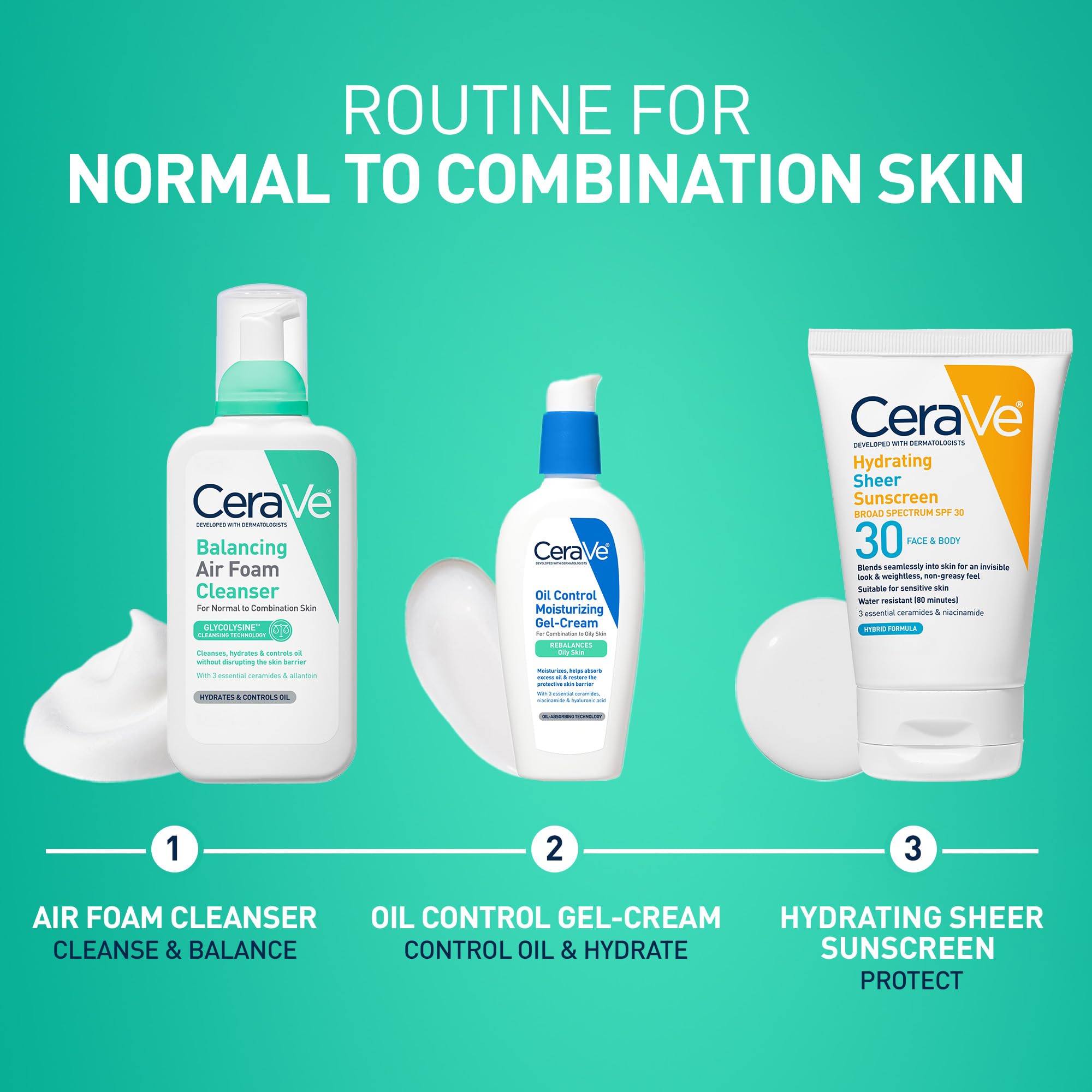 CeraVe Balancing Air Foam Face Wash, Foaming Facial Cleanser For Combination Skin, 8HR Oil Control + 24HR Hydration, Fragrance-Free & Non-Comedogenic, With Glycolysine™ & 3 Essential Ceramides, 8oz - Image 10