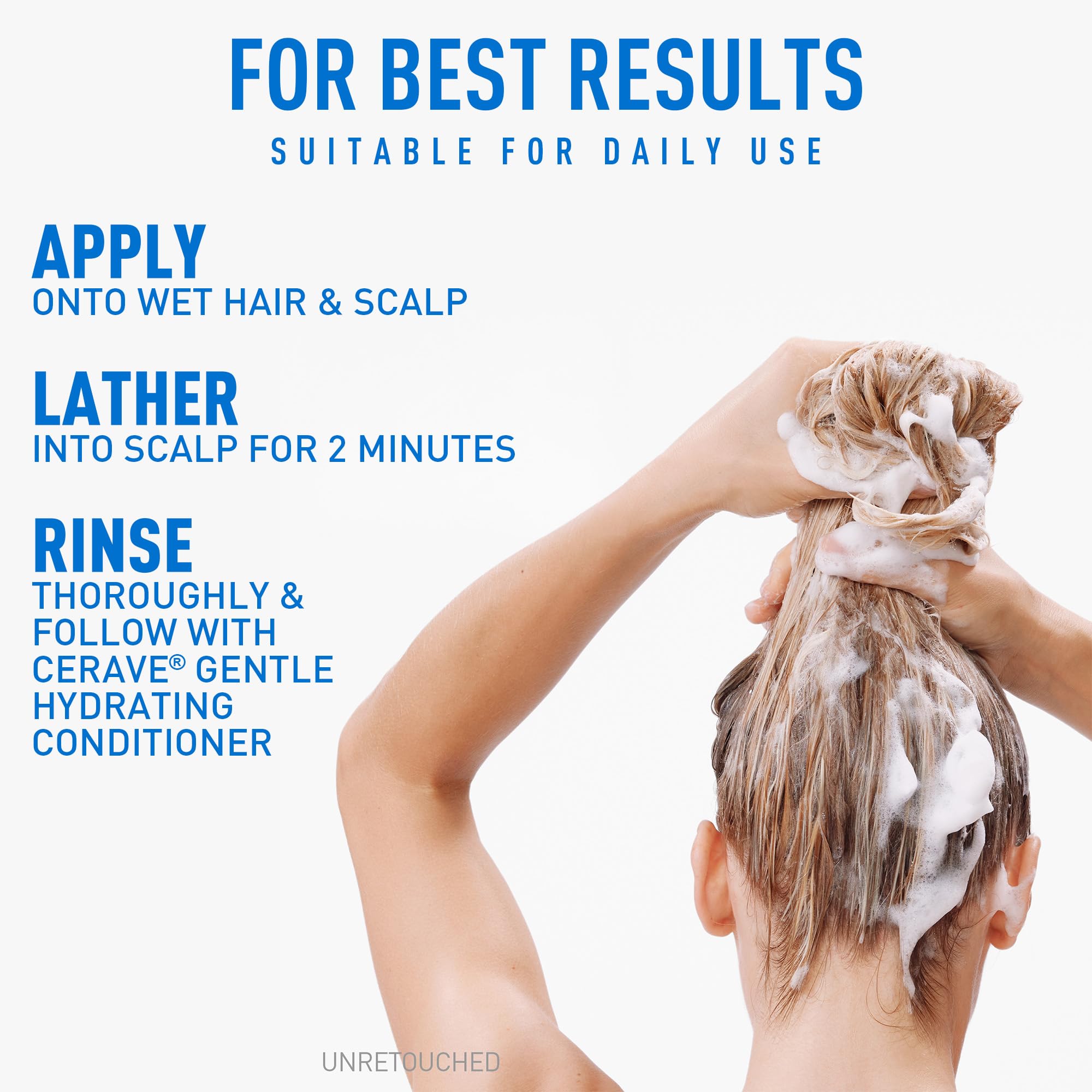 CeraVe Gentle Hydrating Shampoo and Conditioner Set, With Ceramides, Niacinamide & Hyaluronic Acid For Soft, Healthy Looking Hair & Scalp, Sulfate Free & Color Safe, For All Hair Types - Image 6