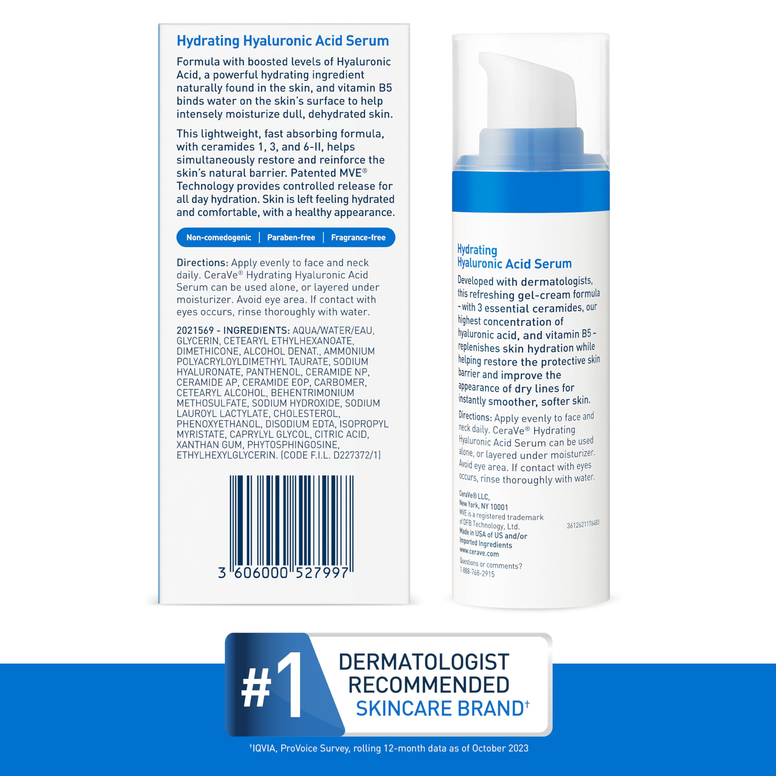 Cerave Hyaluronic Acid Serum for Face with Vitamin B5 and Ceramides, Hydrating Face Serum for Dry Skin, Fragrance Free, 1 Ounce - Image 8