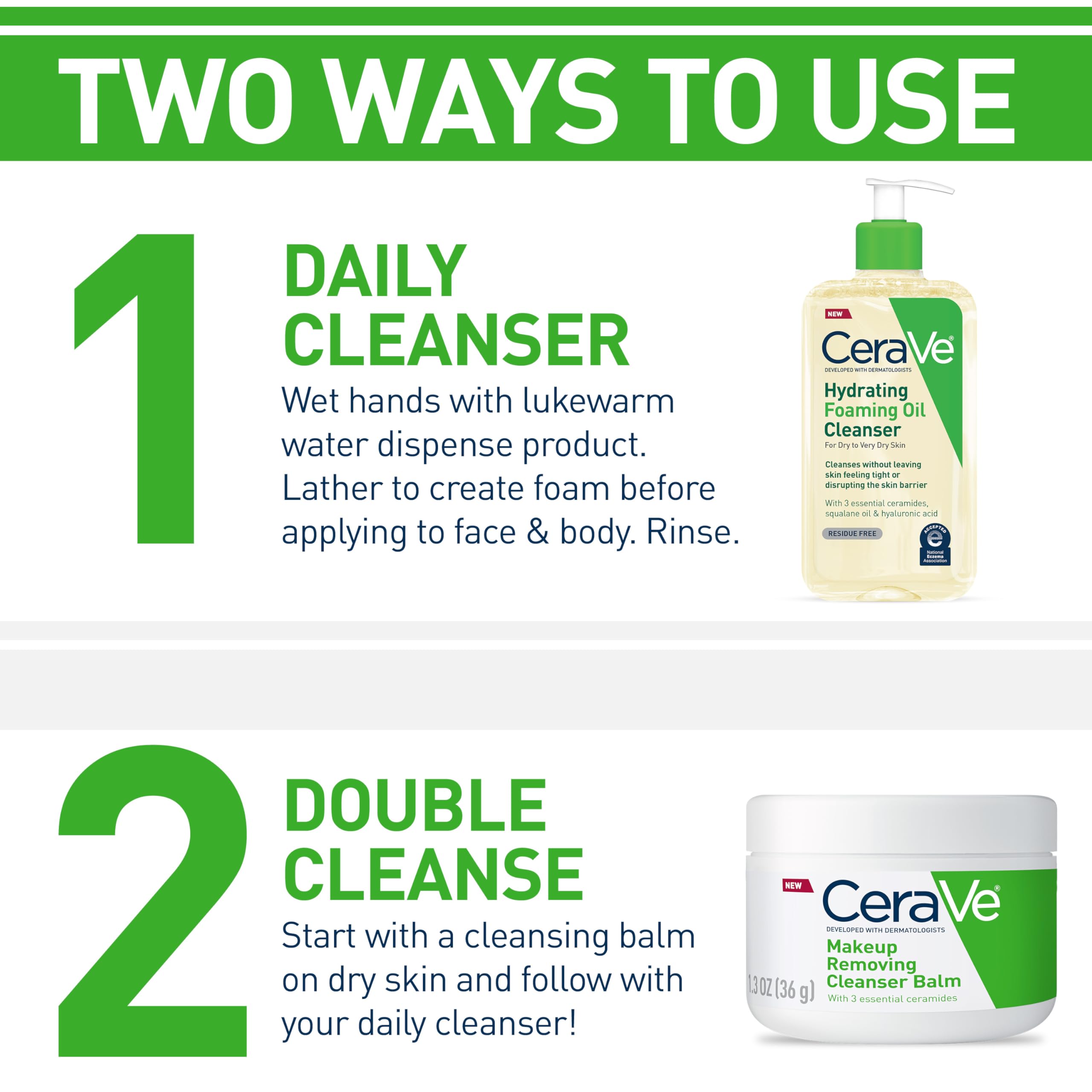 CeraVe Hydrating Foaming Oil Cleanser, Moisturizing Oil Cleanser for Face & Body, Squalane Oil + Hyaluronic Acid + Ceramides, For Dry to Very Dry Skin, Fragrance Free & Residue Free, 19 FL Oz - Image 5